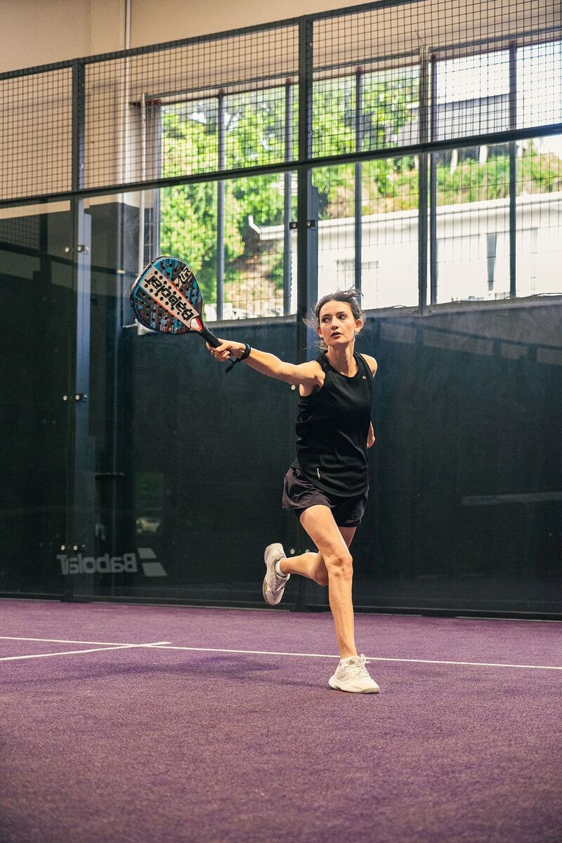 Various padel shots being executed
